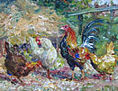 John Falconer Slater Oil painting: hens