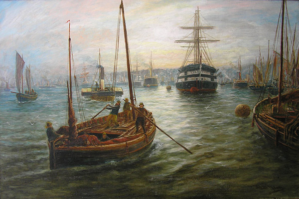 BB Hemy painting: Ships on Tyne