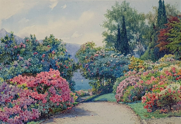 Ernest Arthur Rowe, watercolour for sale Villa Carlotta Tremezzo, Lake Como, Italy