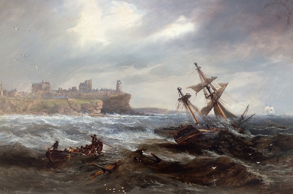 Salvaging a Wreck off Tynemouth.J.W.Carmichael.