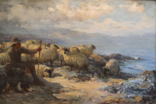 William Pratt oil painting for sale, Resting by the shore