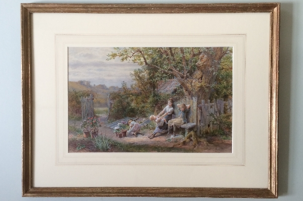 Children in garden.Frame.W.F.Coleman