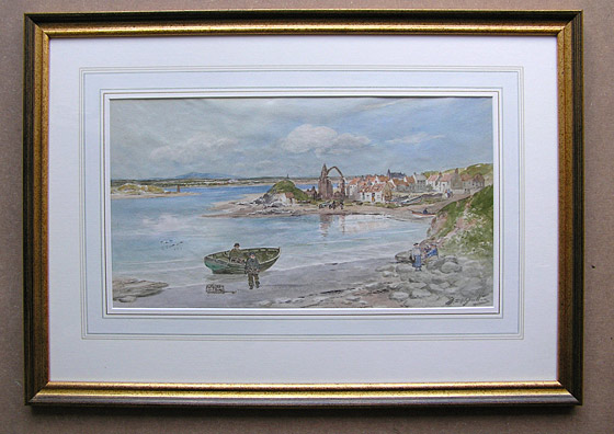 TS Hutton painting: View on Holy Island