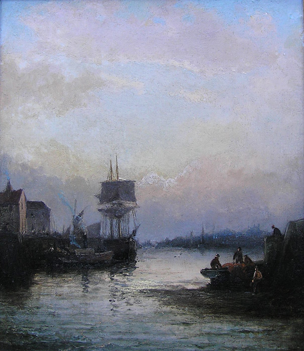 William Thornely painting: Rochester Harbour at Sunset