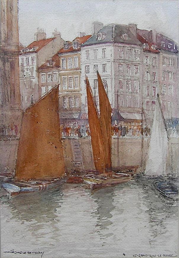 Victor Noble Rainbird painting: Le Grand Quai, Le Havre