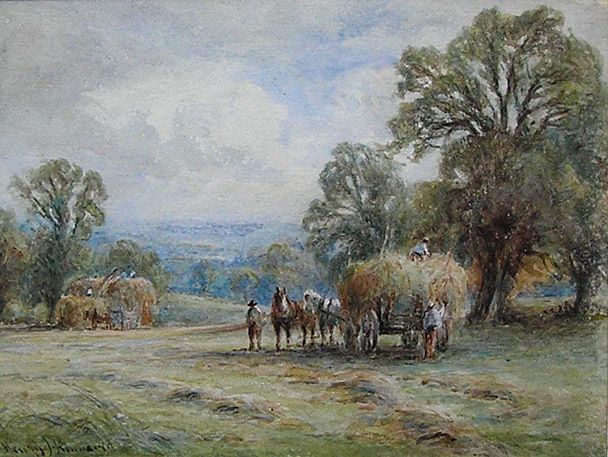 Henry John Kinnaird watercolour: haymaking