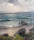 Thomas Rose Miles painting: Fisherman at Robin Hoods Bay