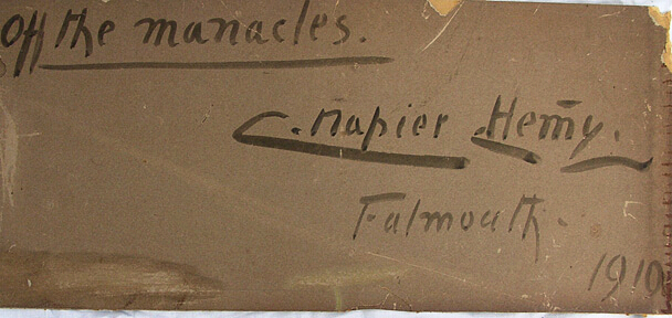 Napier.Hemy.Falmouth.signature.title.verso
