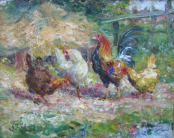 John Falconer Slater Oil painting: hens