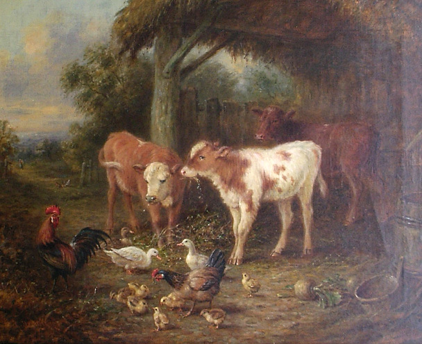 Henry Charles Bryant: Calves and hens