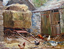 John Falconar Slater - Hens in Barnyard