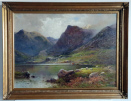 Alfred.Fontville.de.Breanski.oil.painting - Between showers, Llyn Idwal, North Wales