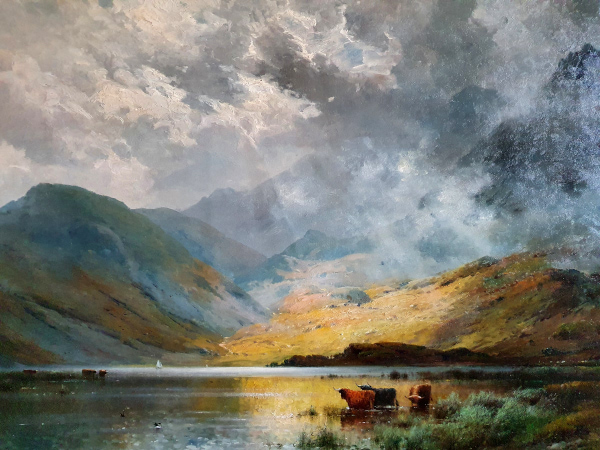 Alfred Fontville de Breanski oil painting, The passing storm - a Highland loch