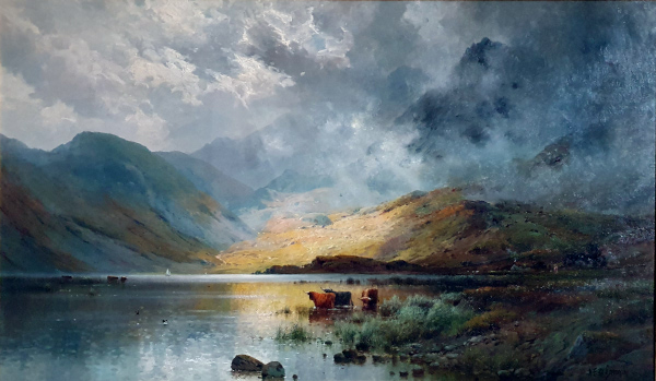 Alfred Fontville de Breanski oil painting for sale, The passing storm - a Highland loch
