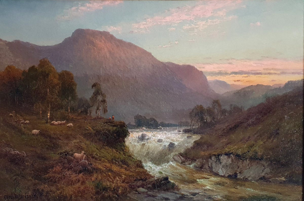 Alfred de Breanski Senior oil painting for sale, The falls at Callander, N.B.