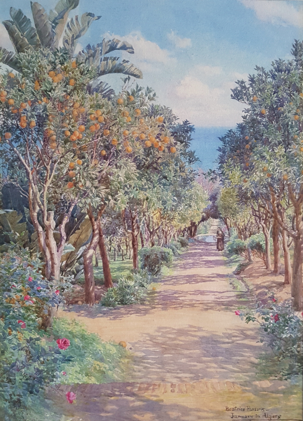 Beatrice.Emma.Parsons.watercolour.for.sale - Algiers.convent.garden