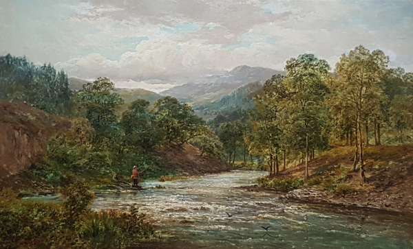 Alfred_de_Breanski_oil.painting.for.sale -trout_stream_wales