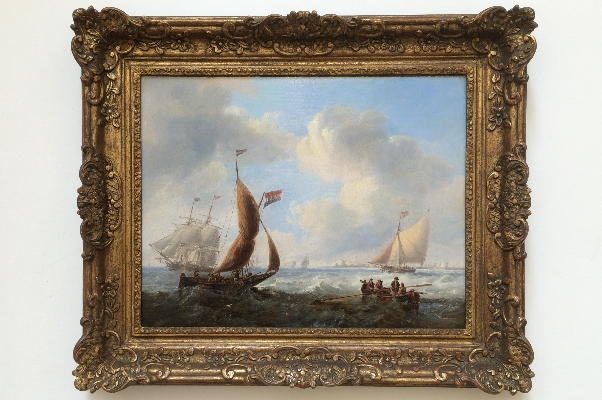 Shipping scene in rough Sea.Frame.J.W.Carmichael