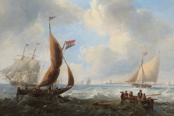 Shipping scene in rough Sea.J.W.Carmichael