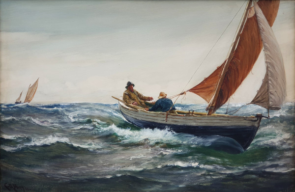 Charles.Napier.Hemy.watercolour for sale: 'On a Wind'