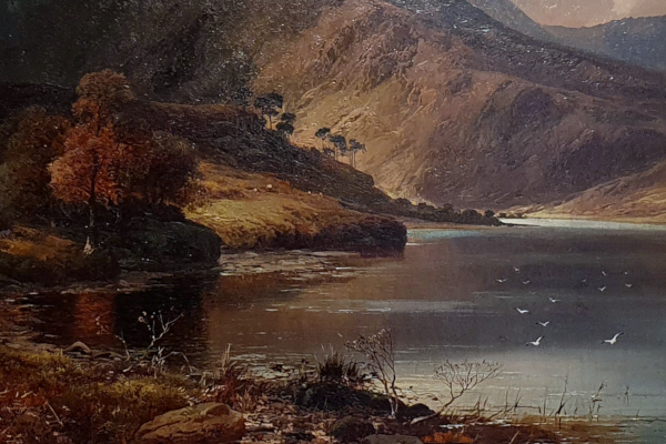 Clarence.Henry.Roe oil painting for sale - Fleetwith Pike from Buttermere, birds