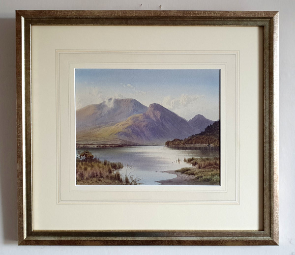 Ed H Thompson lake district watercolour framed, Skiddaw from Dubwath, Bassenthwaite lake