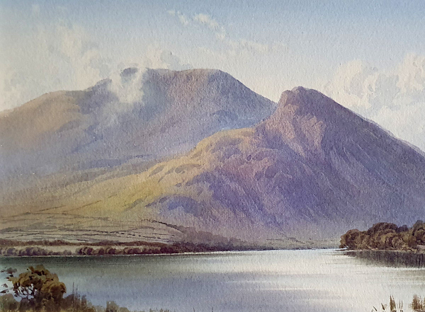 Edward Horace Thompson watercolours flanks of Skiddaw and Longside across Bassenthwaite lake