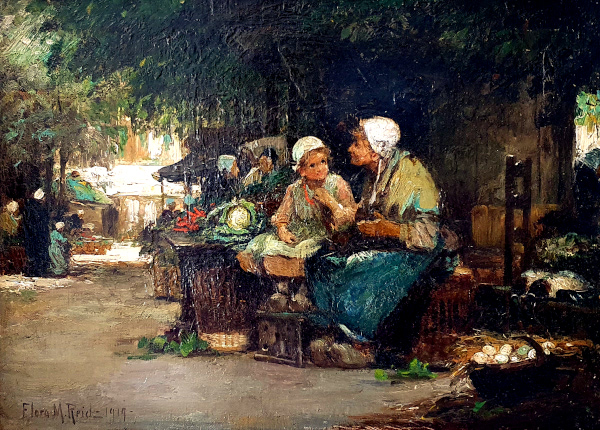 Flora Macdonald Reid, oil painting for sale, Breton market