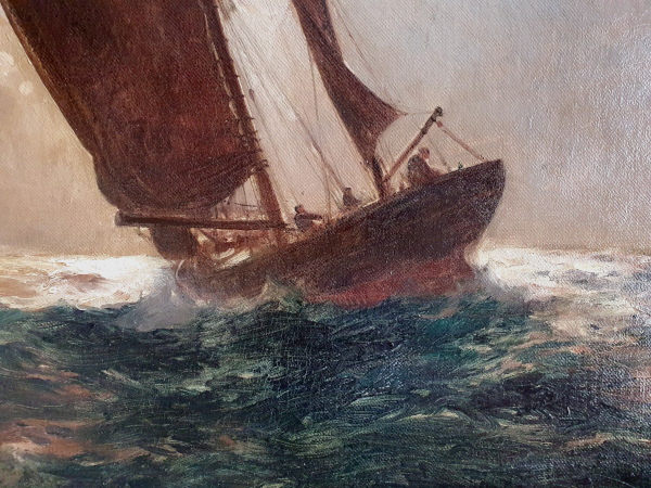 Franz Muller-Gossen, oil painting for sale, Sailing Home