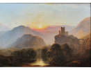 George Blackie Sticks, oil painting, Glengarry Castle, in sunlight