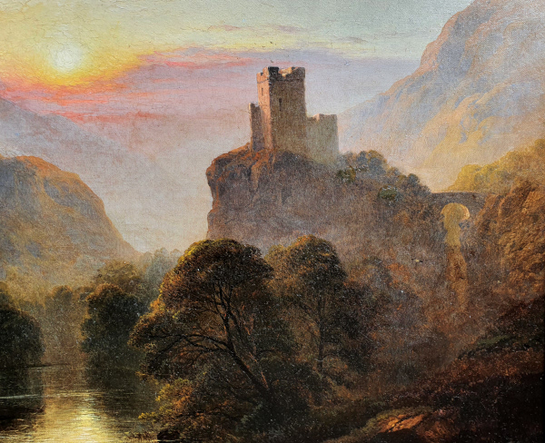 George Blackie Sticks, oil painting, Invergarry,Glengarry Castle.