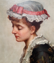 Manner of George Dunlop Leslie oil painting, woman close up