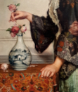 Manner of George Dunlop Leslie oil painting, roses and vase