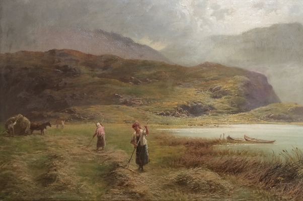 Hay making by the Loch.Charles Stuart.