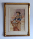 Robert Jobling, watercolour, Staithes fisherwoman, frame