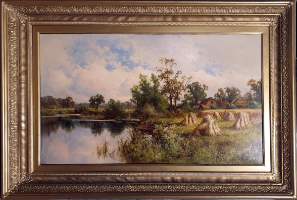 Henry-H-Parker-for-sale-Harvesting-Thames-Great-Marlow-oil-on-canvas-framed