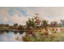 Henry-H-Parker-for-sale-Harvesting-by-the-banks-of-the-Thames-near-Great-Marlow-oil-on-canvas-framed