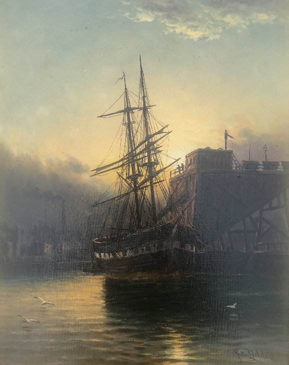 Sailing Ship at Dusk, Mouth of the Tyne.J.D.Liddell.