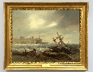 Salvaging a Wreck off Tynemouth.J.W.Carmichael.Frame.