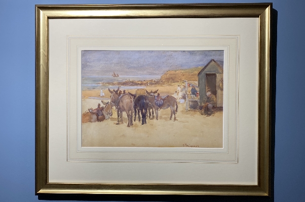 John_Atkinson_watercolour_Donkeys_at_the_beach_Frame