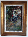 John_Falconar_Slater_oil.painting - Rooster and hens framed