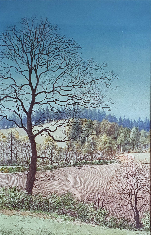 James Greig watercolour for sale, A winter's morning