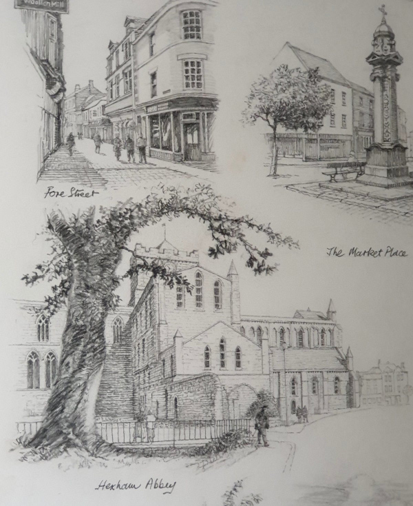 James_Alder_pencil drawing for sale: Hexham -James Alder Art Series
