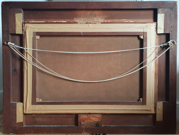 Professor-Karl-Heffner-oil-painting-back-remanants-Rodmans-label-with-title