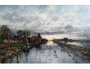 Professor-Karl-Heffner-oil-painting-for-sale - Evening-canal-near-Norwich
