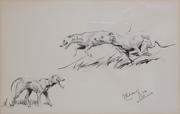 Michael Lyne, drawing for sale, Greyhounds
