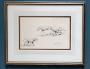 Michael Lyne, drawing for sale, Greyhounds, framed