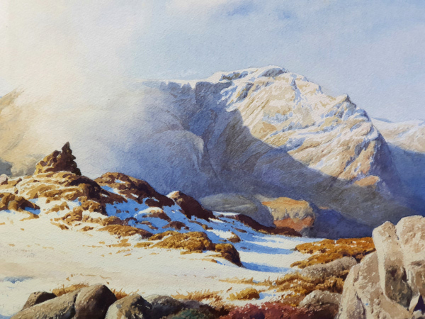 Geoffrey Pooley watercolour for sale - Buttermere fells, cloud