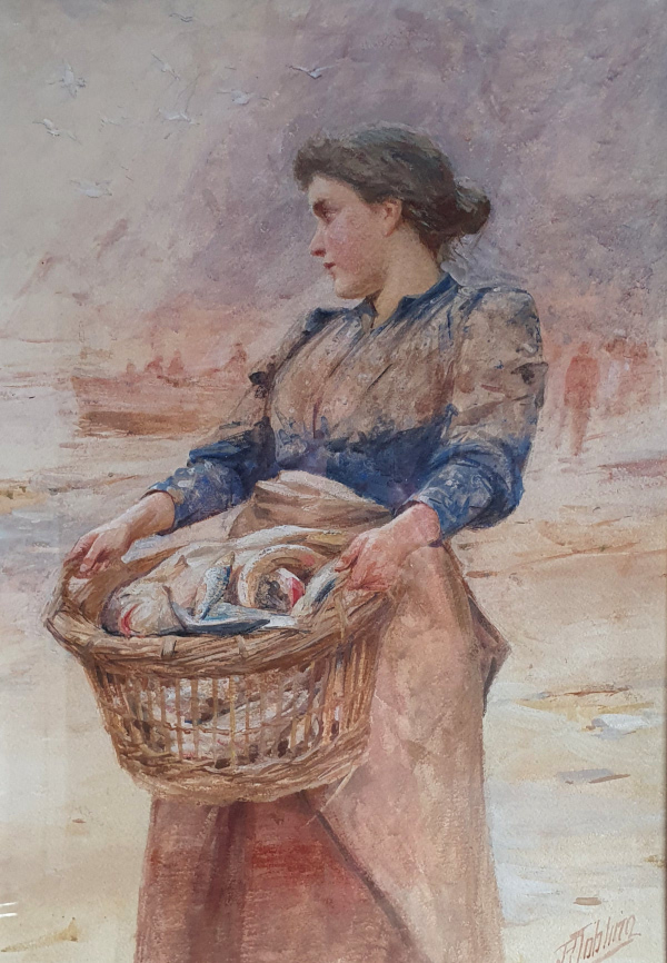Robert.Jobling, watercolour, Staithes fisherwoman