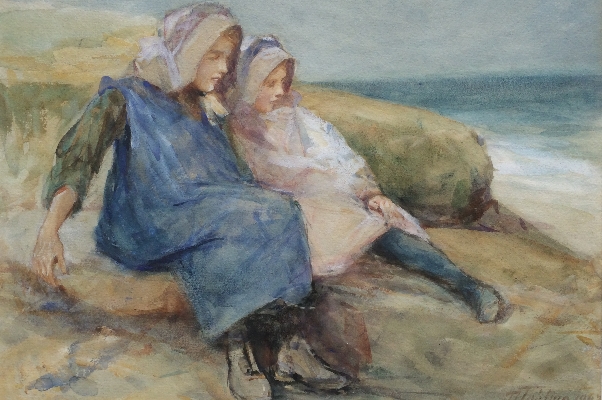 Sisters on the Seashore.Robert Jobling.